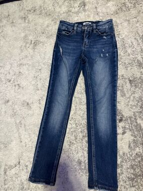 KanCan Dark Blue Skinny Jeans with Light Distress